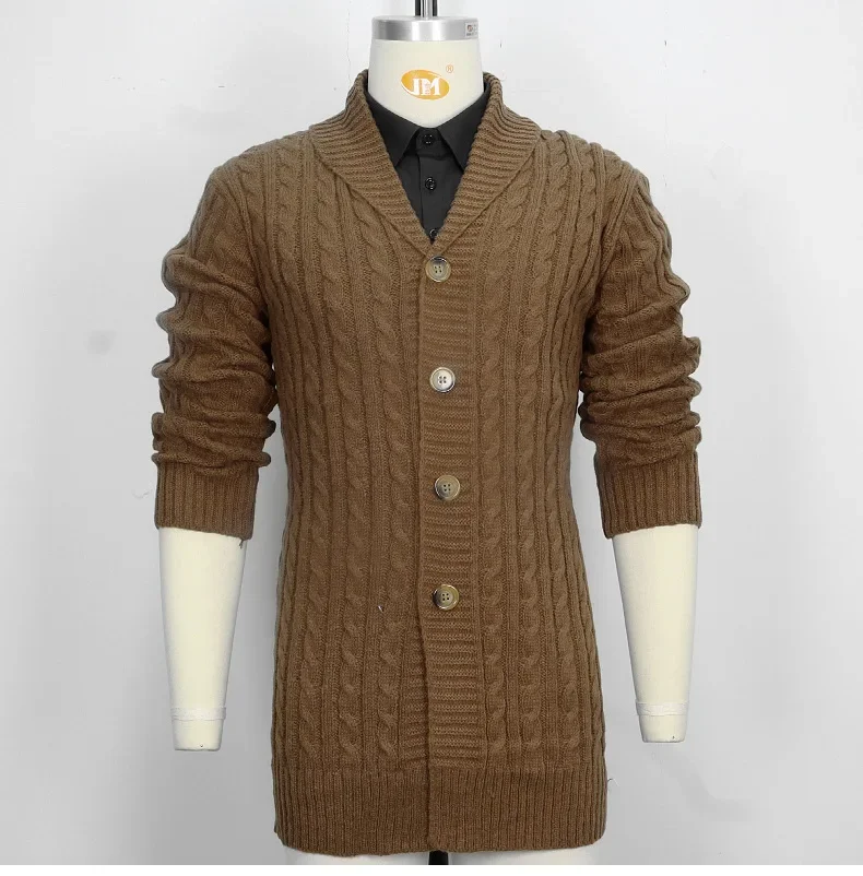 Manteau hommes Cardigan chandails mi-long manteaux col rabattu manches longues simple boutonnage point ouvert automne hiver vêtements d'extérieur