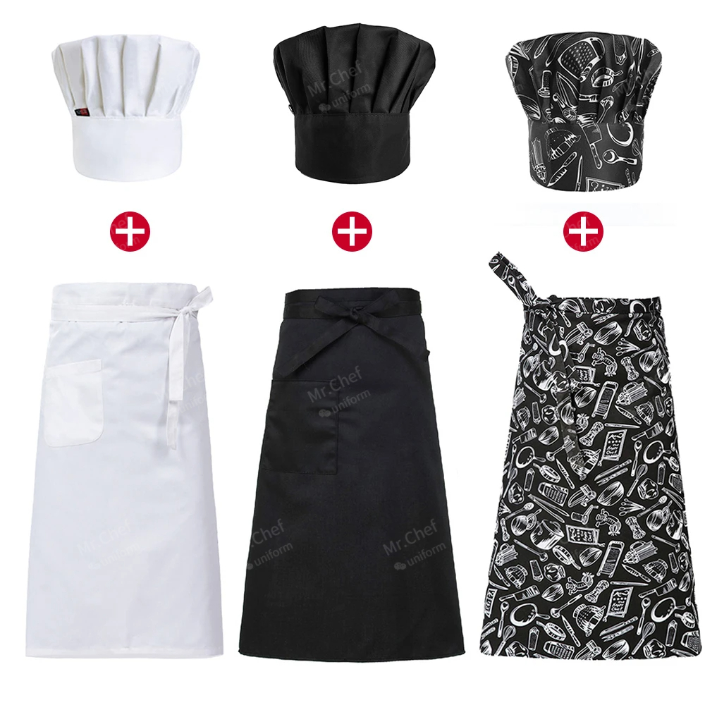 Ensemble de tabliers de chef de cuisine, couvre-chef d'hôtel, chasuble de chef d'hôtel, tablier de travail de cuisine de restaurant, Chamonix 73Woman, WaClaHat