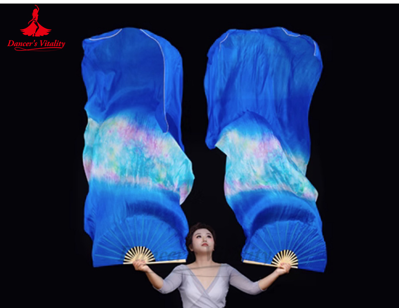 Voiles en éventail en soie naturelle Pure 100% pour femmes, Costumes de danse du ventre, accessoires pour filles