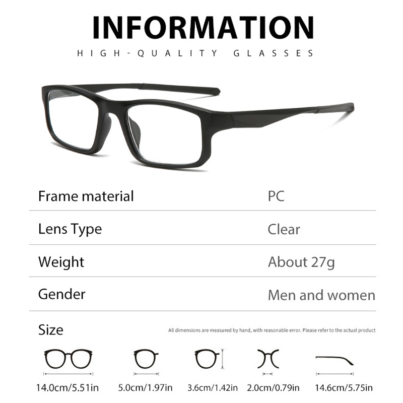 Monture de lunettes de style simple et tendance, pour homme et femme, monture carrée ultralégère, verres anti-lumière bleue pour ordinateur, lunettes de sport optiques