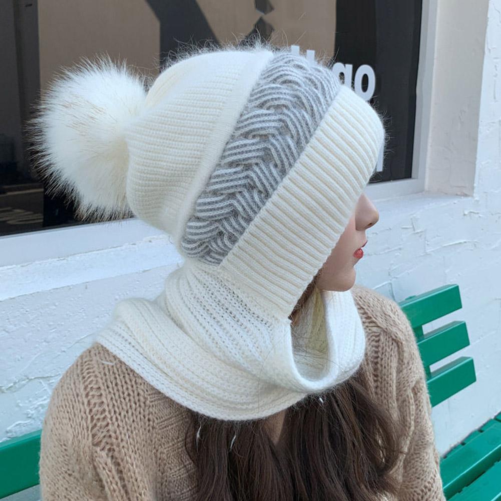 Chapeau tricoté pour femmes, Double chaud, rembourré, épais, écharpe, une laine, filet à tricoter, vent rouge et bonnets de neige, hiver