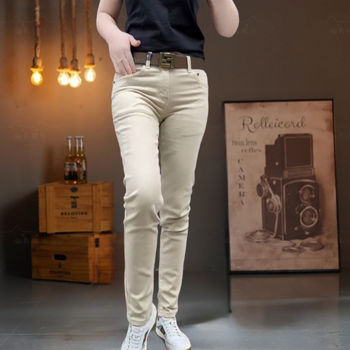 Pantalon long homme haut de gamme coréen, coupe slim, jambe étroite, couleur unie, nouveau modèle été