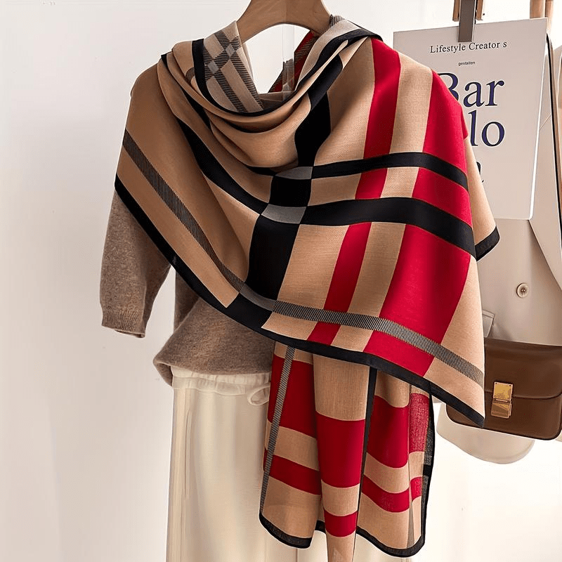 [Sciarpa douce] écharpe rayée bloc de couleur chaude douce 1 pièce châle châle décontracté pour femme châle d'extérieur