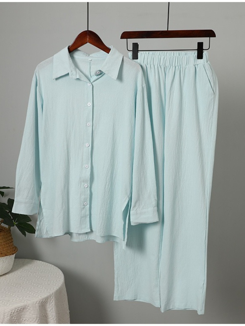 Ensemble deux pièces pour femmes musulmanes, pantalon à jambes larges, en coton et lin, chemise à boutons, costume Ramadan Eid dubaï, tenues arabes
