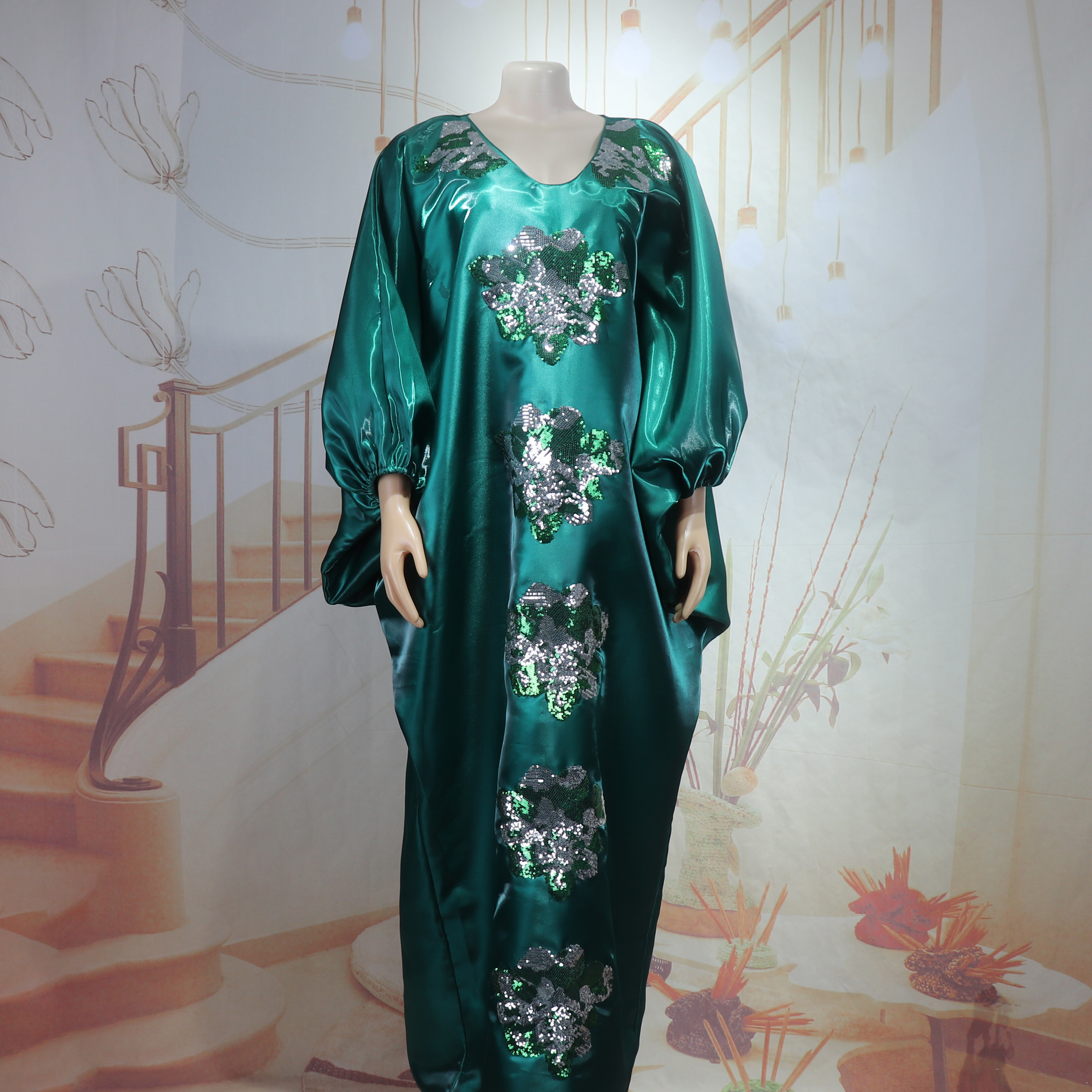 Robes traditionnelles nigérianes élégantes, robe africaine traditionnelle avec décorations en sequins, robe africaine