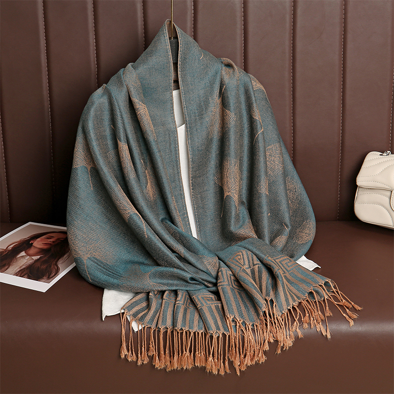 Nouveau 70x190CM luxe Pashmina foulard en soie châle enveloppement Paisley Jacquard fleurs bordures couches réversibles glands classiques pour les femmes