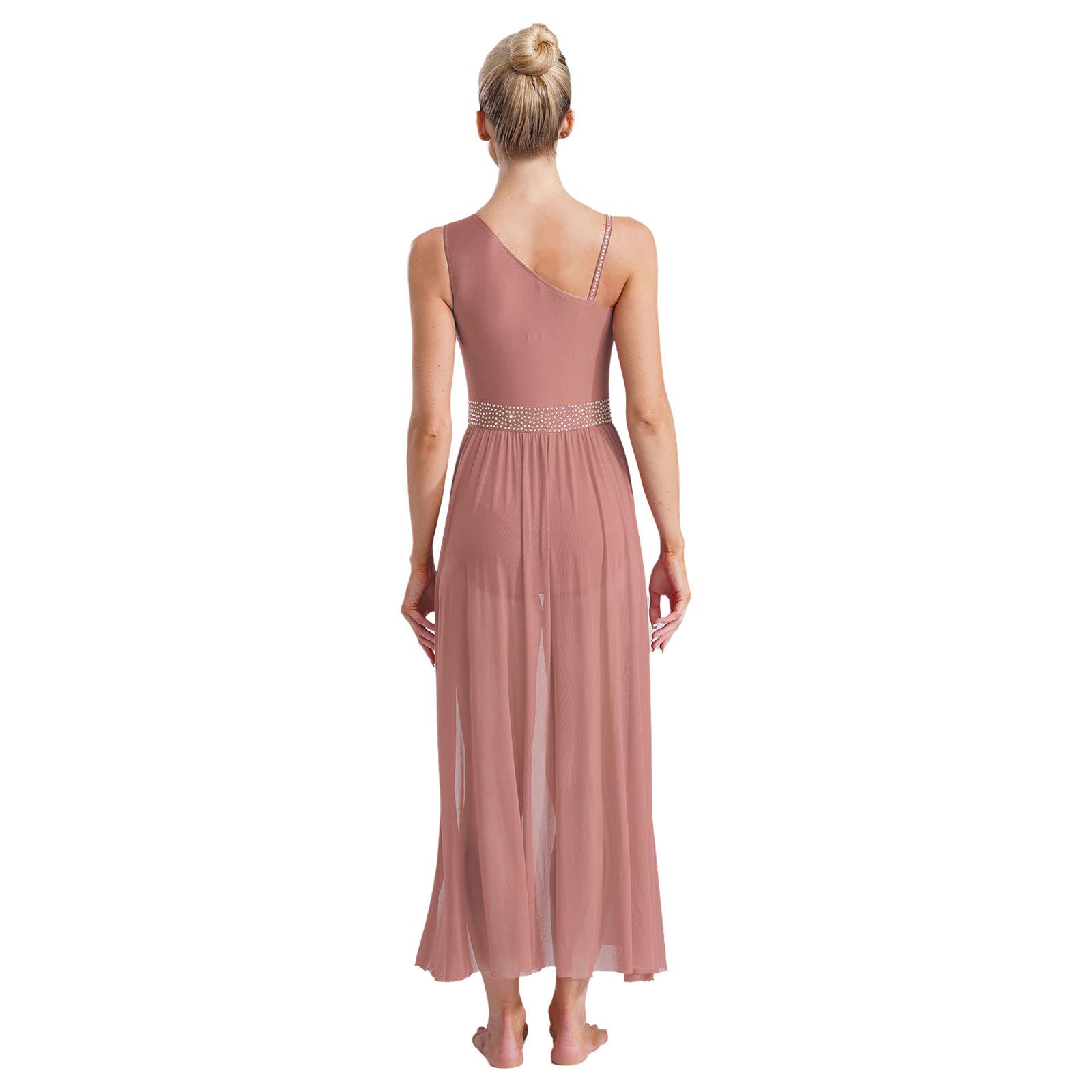 Costume de danse lyrique de Ballet pour femmes, robes justaucorps avec strass, sans manches, maille fendue, robe superposée, vêtements de danse contemporains modernes