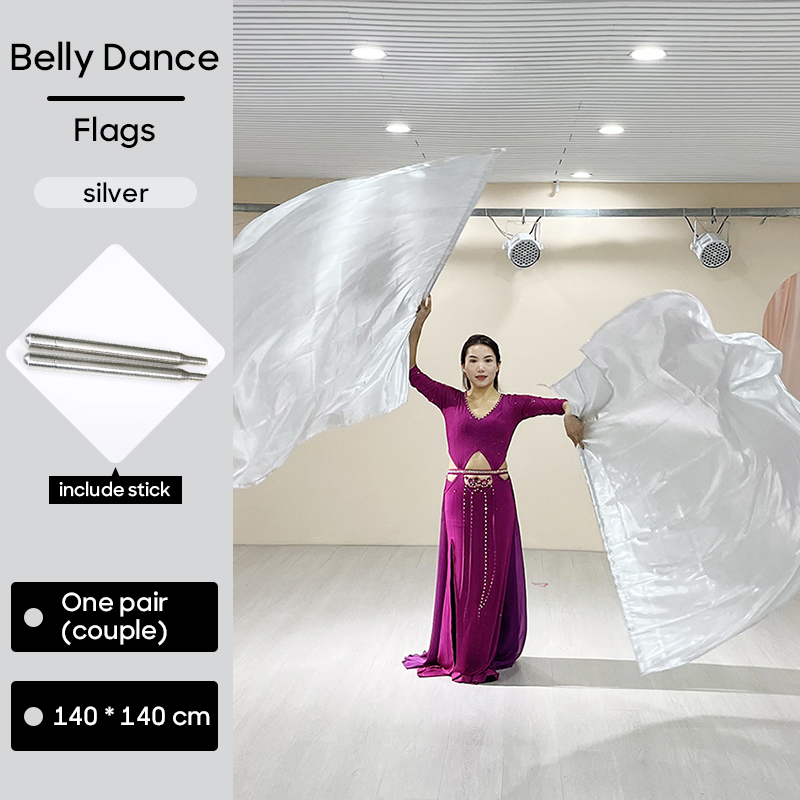 Accessoires de danse du ventre, drapeau 140x140 cm, voile en soie véritable, plusieurs Options de couleurs, drapeaux pour la pratique des spectacles sur scène des adultes