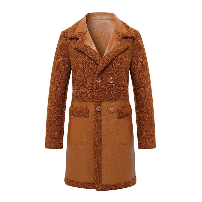 Veste grande taille pour femme, nouveau manteau en fourrure double face, automne hiver 2025, vêtements d'extérieur en laine d'agneau, pardessus Long rembourré, hauts en cuir pour dames