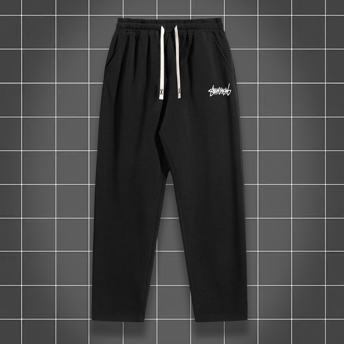 Pantalon de jogging à jambe droite de couleur unie pour hommes, adapté aux sports décontractés tels que la course, la salle de sport et les activités de plein air