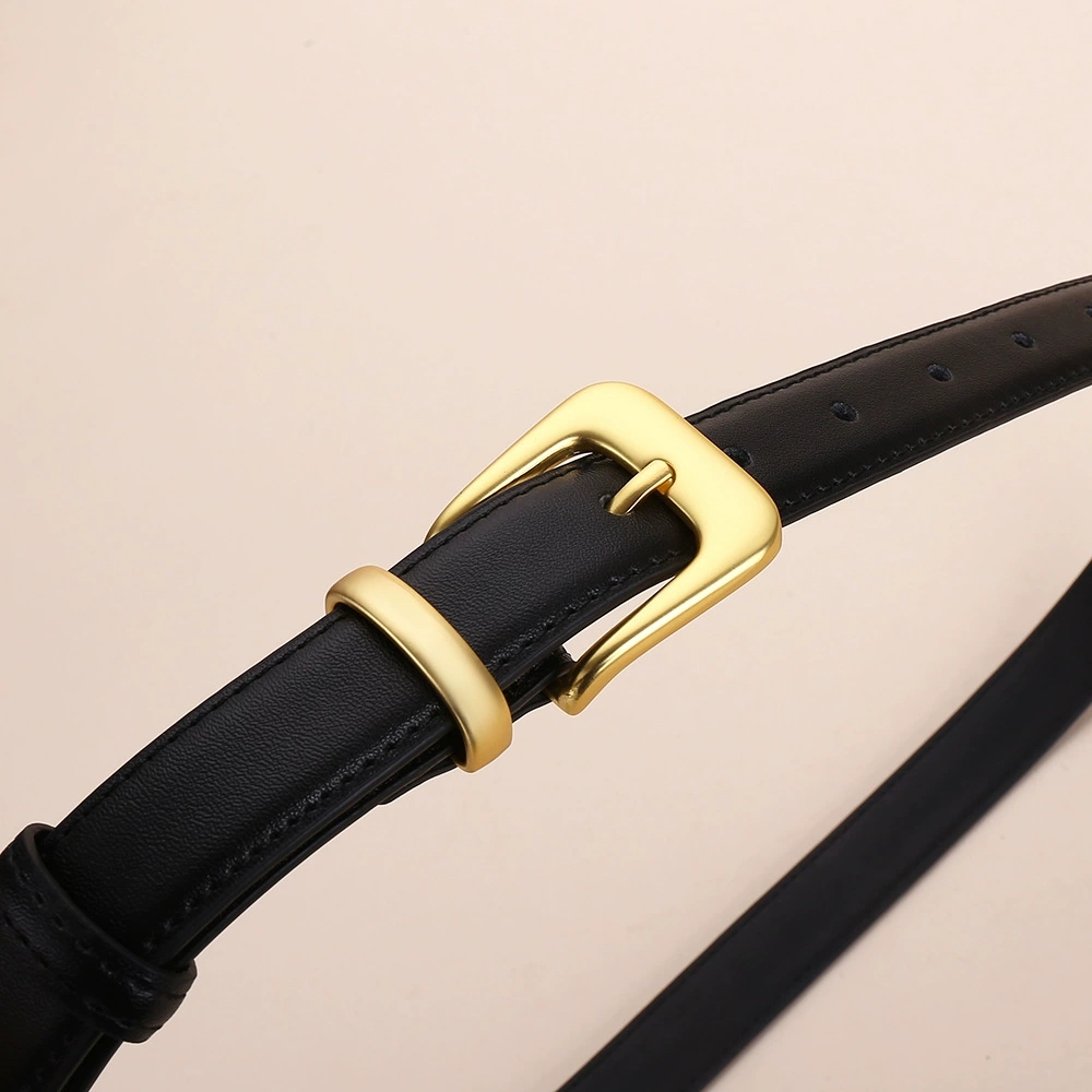 Ceinture en cuir de vachette pour femme, ceinture de taille tendance style coréen, accessoire de vêtement décoratif pour jeans d'étudiante, ceinture fine en cuir pour femme