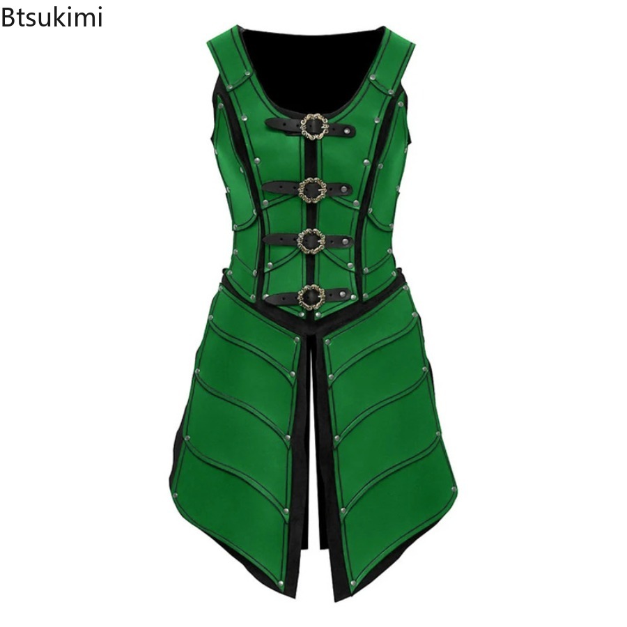 Gilet gothique Vintage en cuir Viking de la Renaissance médiévale, armure elfe Archer chevalier guerrier, Costume de Cosplay rétro, tenue d'halloween