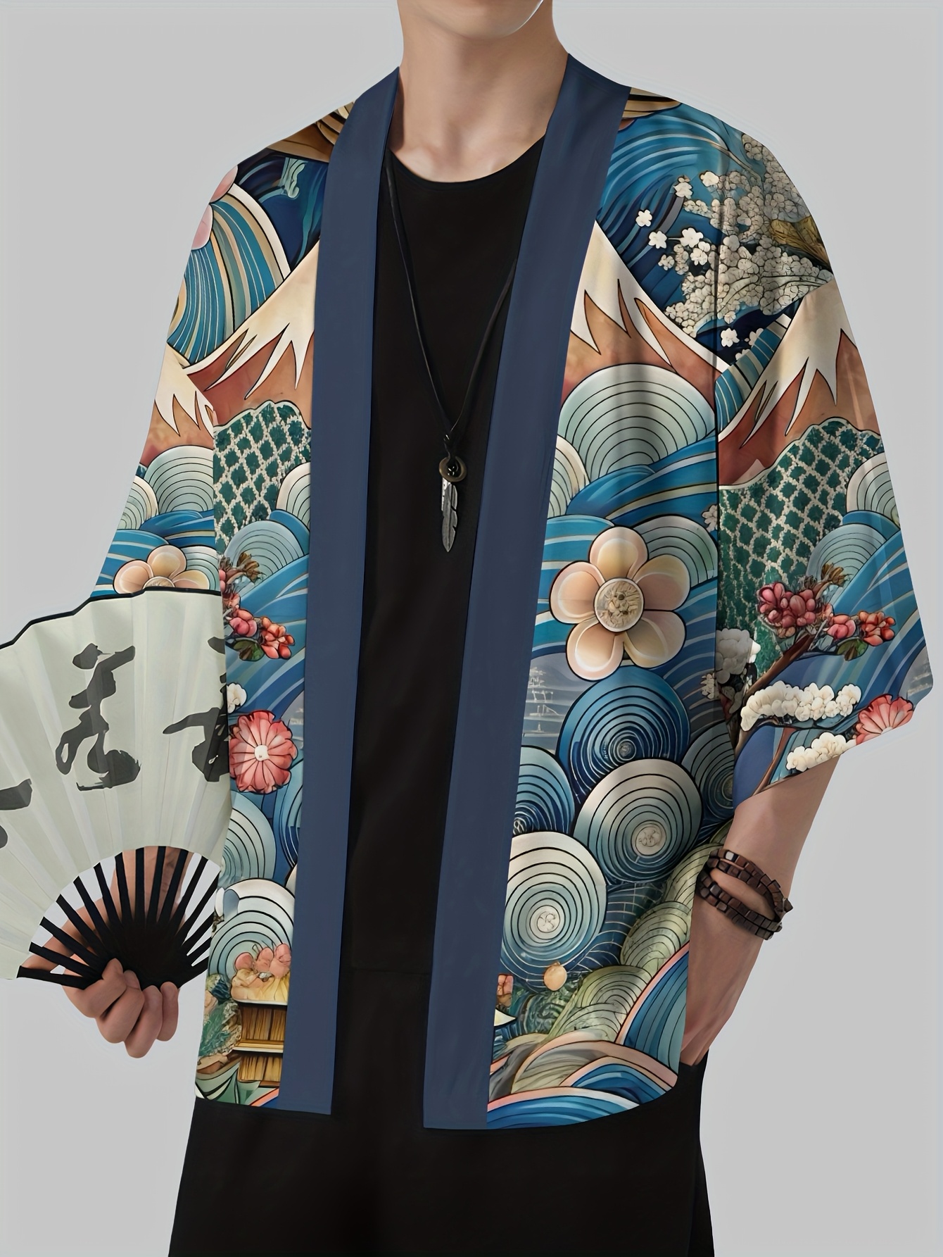 Kimono japonais pour homme 2026 – Robe Yukata traditionnelle japonaise à motifs culturels en relief – Vêtement japonais décontracté et ample