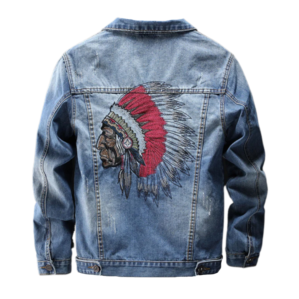 Vestes en jean brodées pour hommes, streetwear bleu rétro, manteau mince déchiré, vêtements d'extérieur décontractés pour moto, printemps et automne
