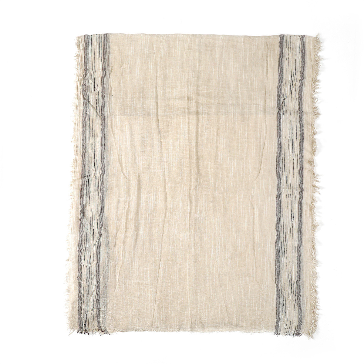 Écharpes en coton et lin rayées pour hommes, chaudes pour l'automne et l'hiver, foulard pashmina tie-dye à courte frange, marque masculine Bufanda Muffle