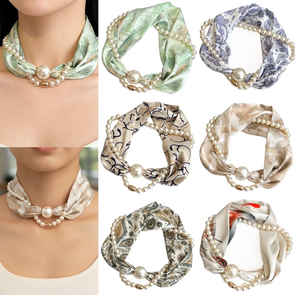 Écharpe longue en soie avec perles magnétiques, petit châle fin à perles, boucle magnétique, écharpe à boucle magnétique, mode féminine