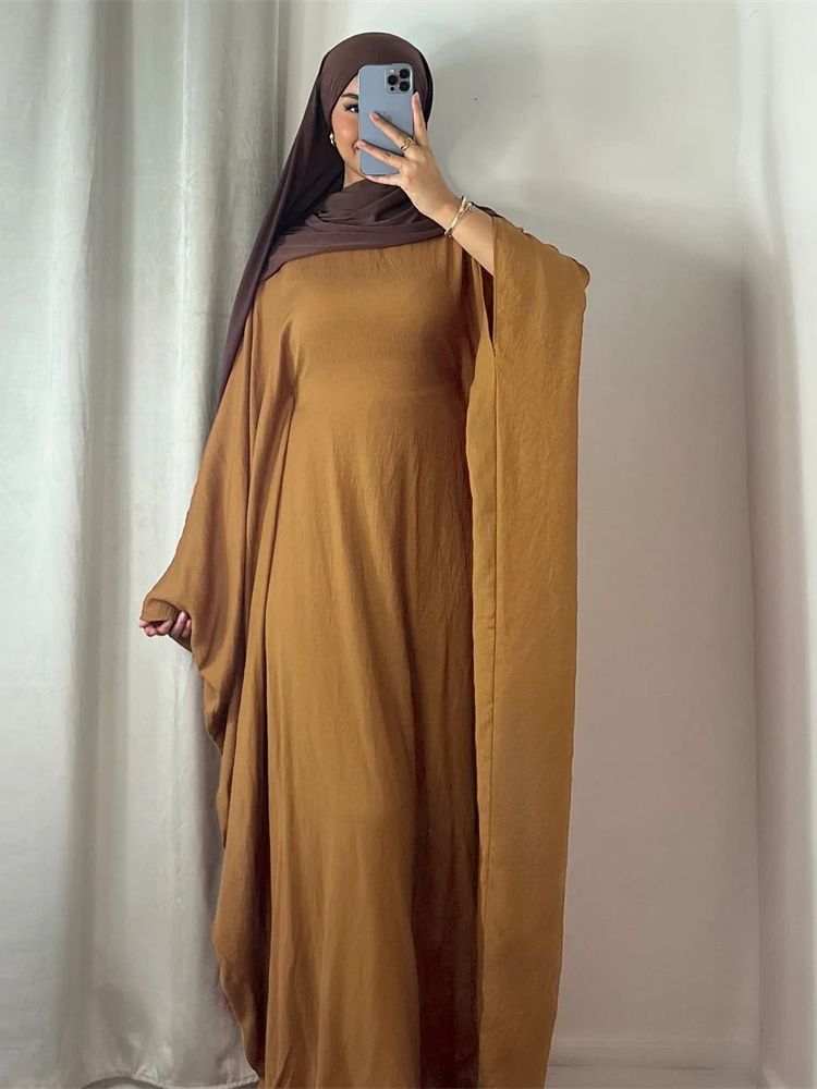 Robe Africaine Modeste en Crêpe Doux pour Femme Musulmane, Kaftan Kebaya, Ramadan, Eid, tiens imar, Chauve-Souris, Abaya, Dubaï, Islam