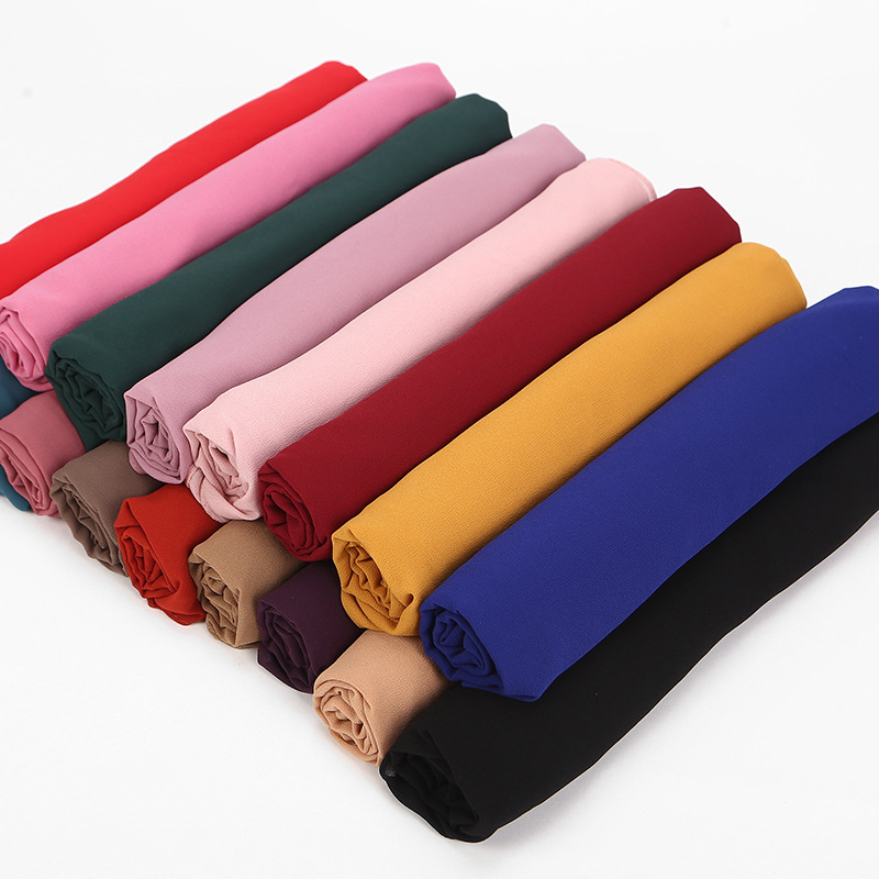 Foulard Hijabs en Mousseline de Soie pour Femme Musulmane, Écharpe de Haute Qualité, Solide, pour Document, Couvre-chef, Voile