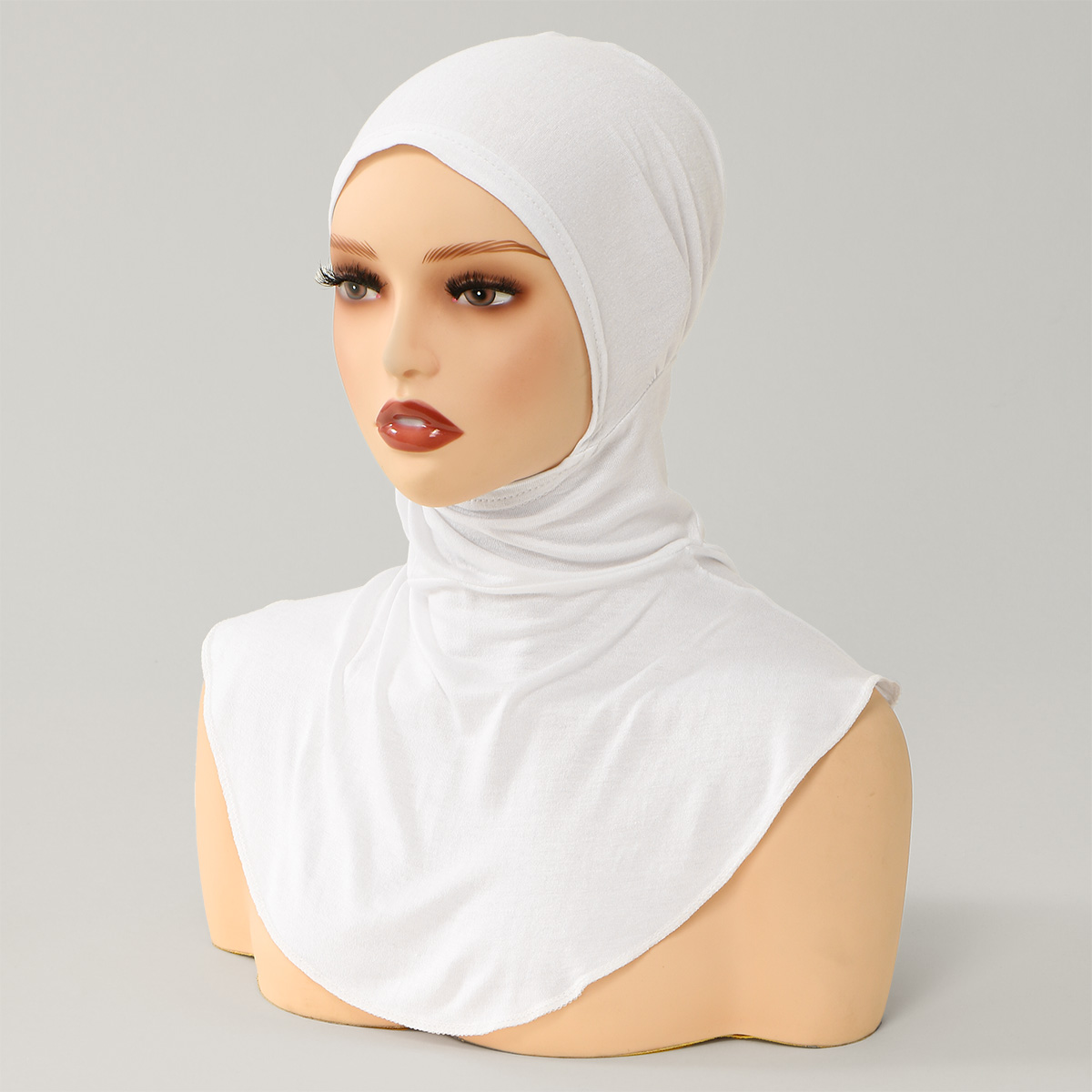 Hijab polyvalent en jersey premium avec faux col intégré, bonnet foulard en coton doux pour femme musulmane, couvre-cou 40*25cm