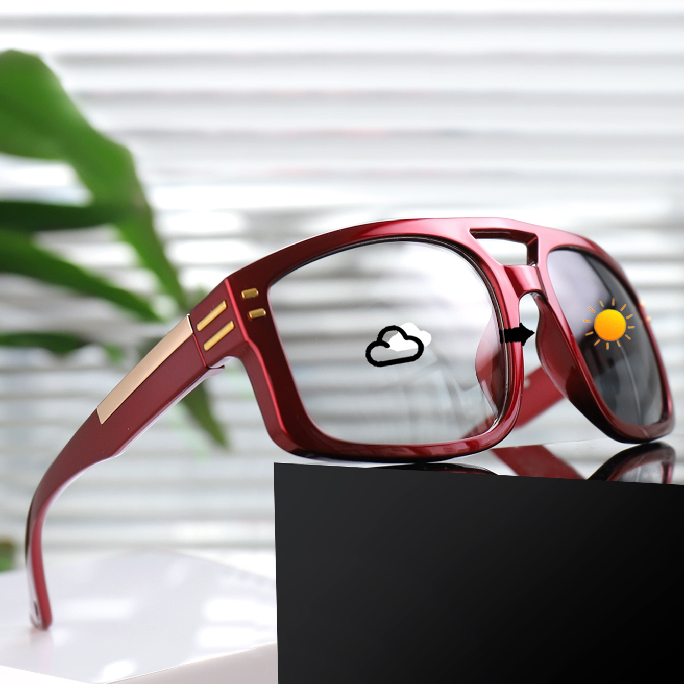 Lunettes de soleil photochromiques pour hommes et femmes, à grande monture avec pièces métalliques, adaptées à la randonnée, à l'équitation et à la course