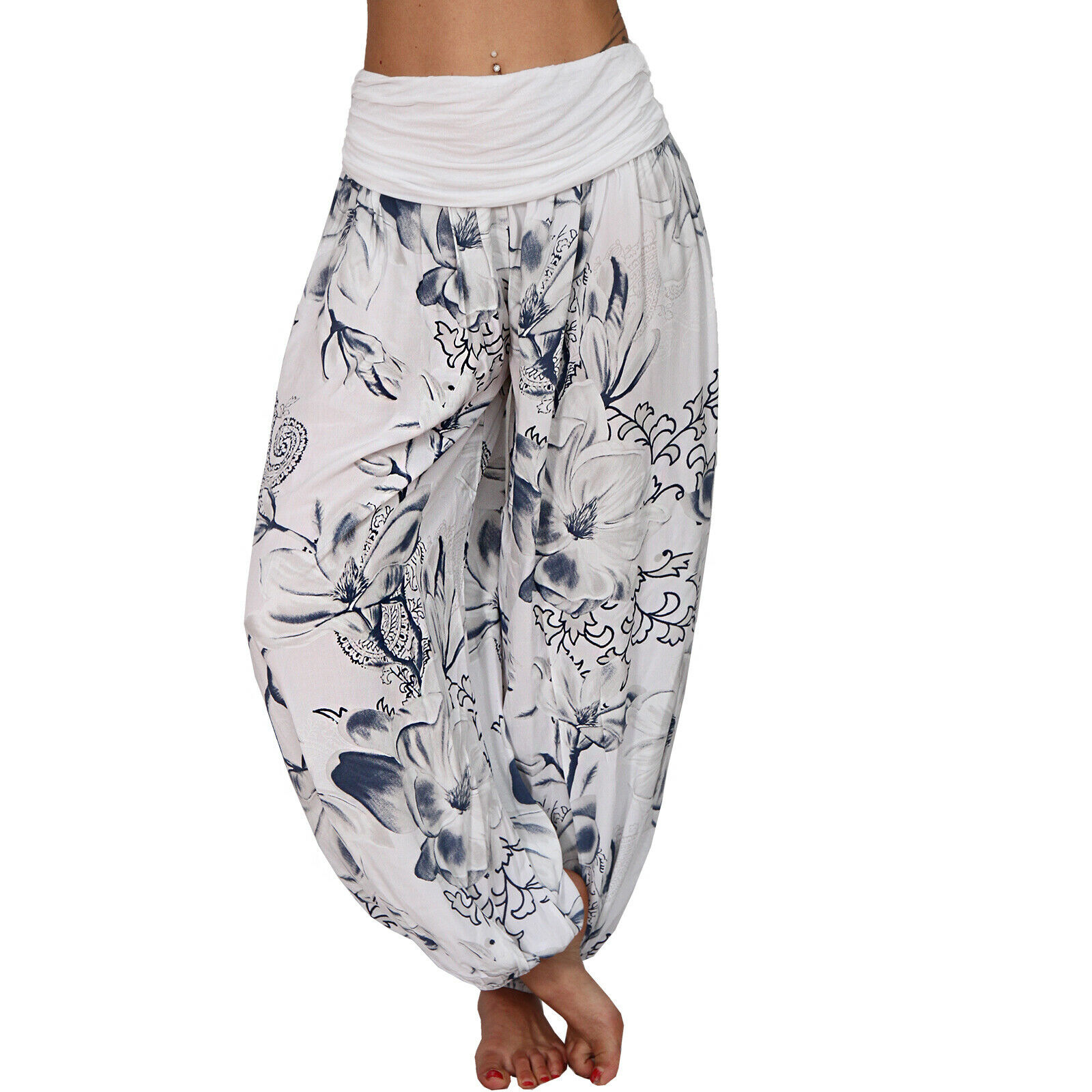 Pantalon Bohème Femme Taille S-2XL Imprimé Floral Multicolore Long Ample Jambe Large Décontracté Style Hippie Harem Été Automne