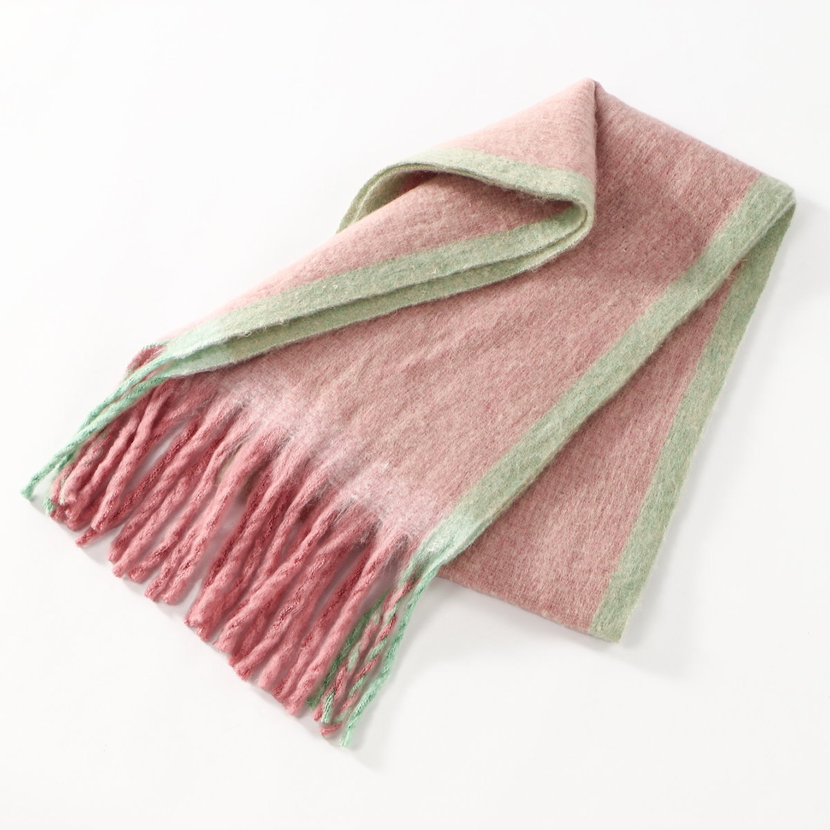 Écharpe coréenne en cachemire rayé pour femme, châle chaud et épais en Mohair, à la mode, avec pompon, Protection du cou, 200x40cm, hiver