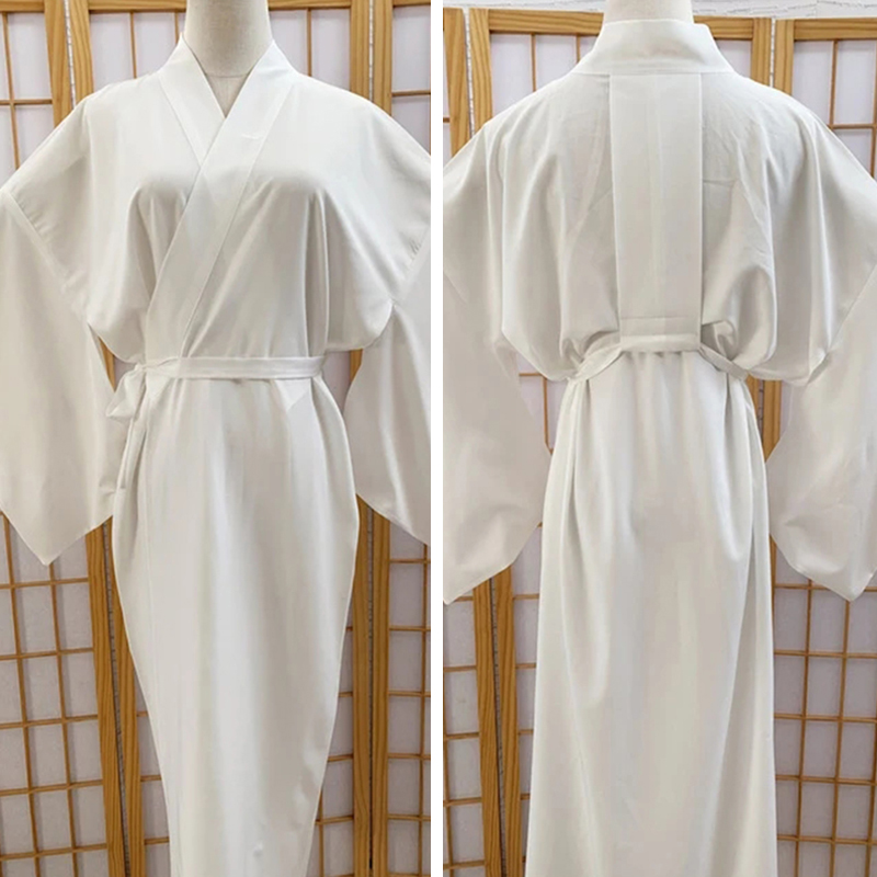 Kimono japonais traditionnel blanc avec ceinture, manches longues, doublure Yukata, pyjama pour vacances, Spa, hôpital, livraison et salle de sport