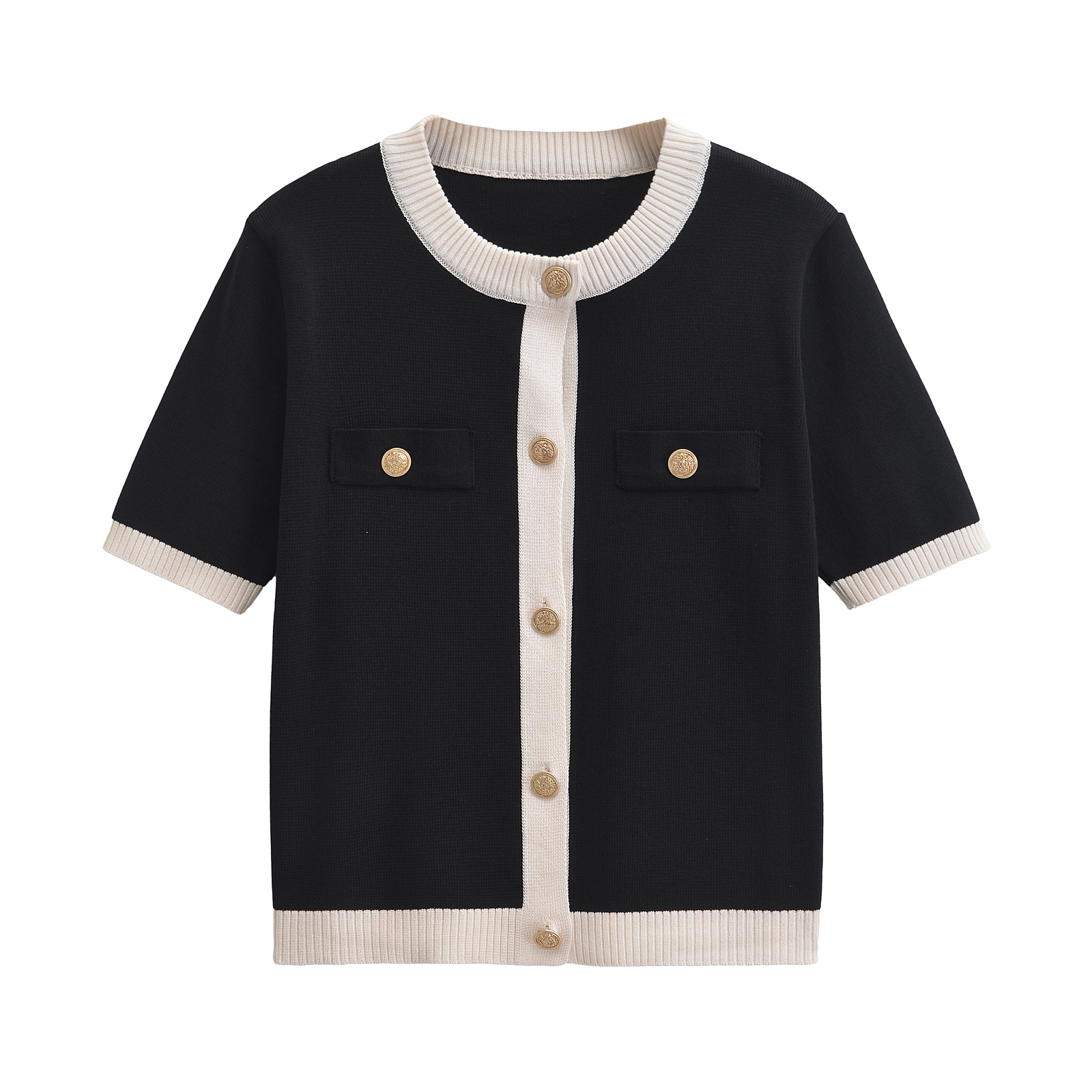 Veste tricotée pour femmes, nouvelle mode décontractée, classique, col rond, simple boutonnage, manches courtes, pull, manteau, été