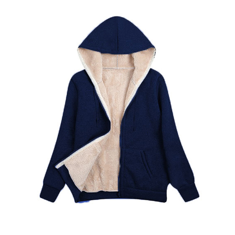 Hiver femmes à capuche en peluche manteau polaire sweats à capuche S-2XL fermeture éclair sweat à manches longues pull veste