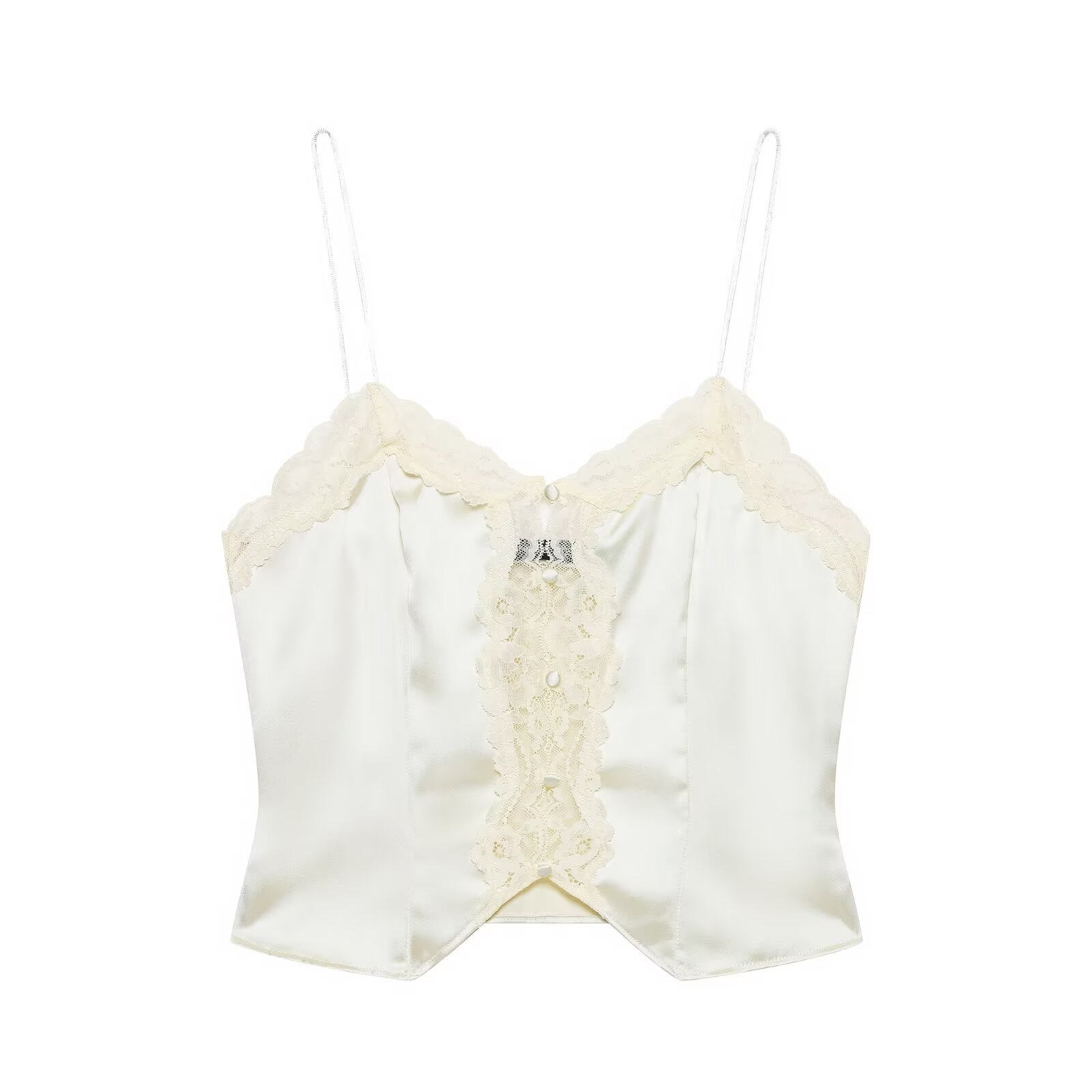 Nouveau débardeur court en satin pour femme, collection été 2026, avec dentelle, sexy, élégant et tendance