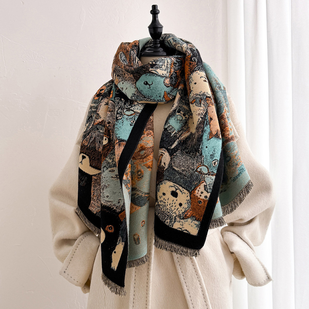 Écharpe en imitation cachemire pour femme, châle épais et chaud, pashmina à franges pour l'automne, écharpe réversible, grande couverture enveloppante pour l'hiver