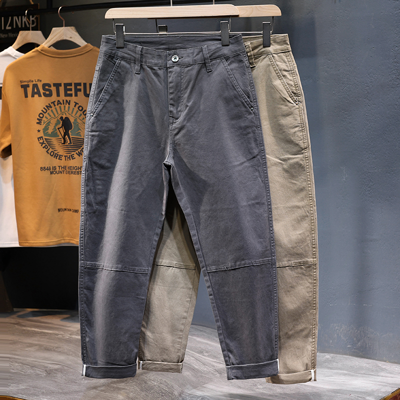 Pantalon sarouel pleine longueur pour hommes, pantalon décontracté, vêtements de créateur, poches latérales fjside, At Fit, moulant, patchwork, Kpop