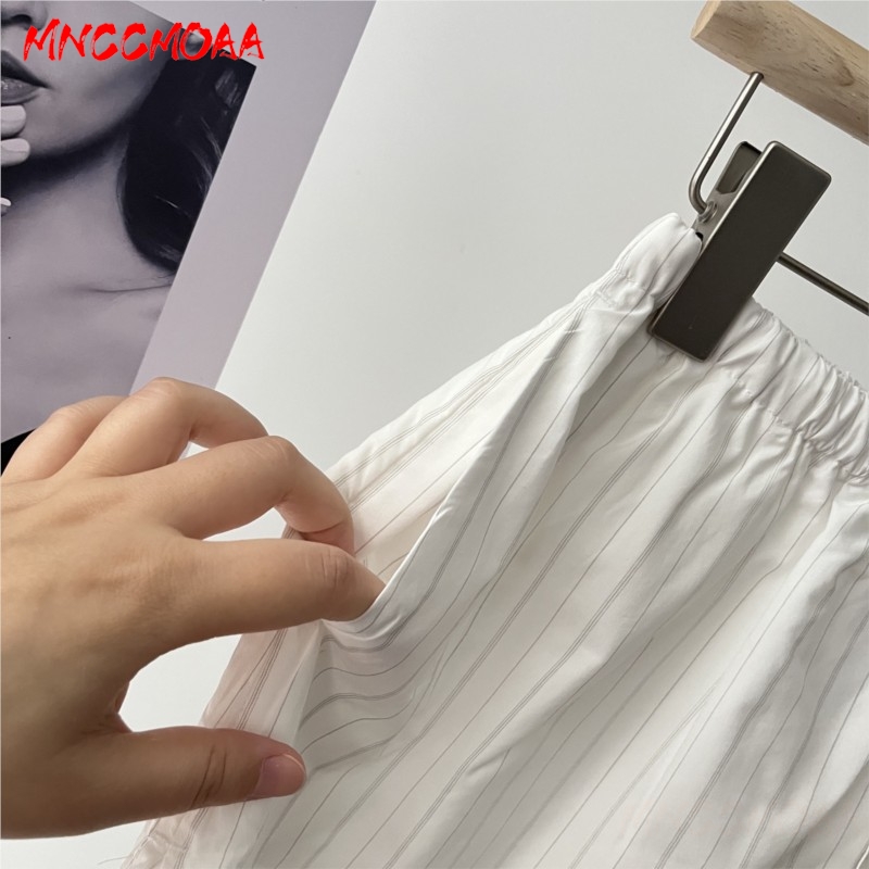 Ensemble chemise sans manches rayée blanche et short à taille élastique pour femme, ensemble décontracté d'été en deux pièces