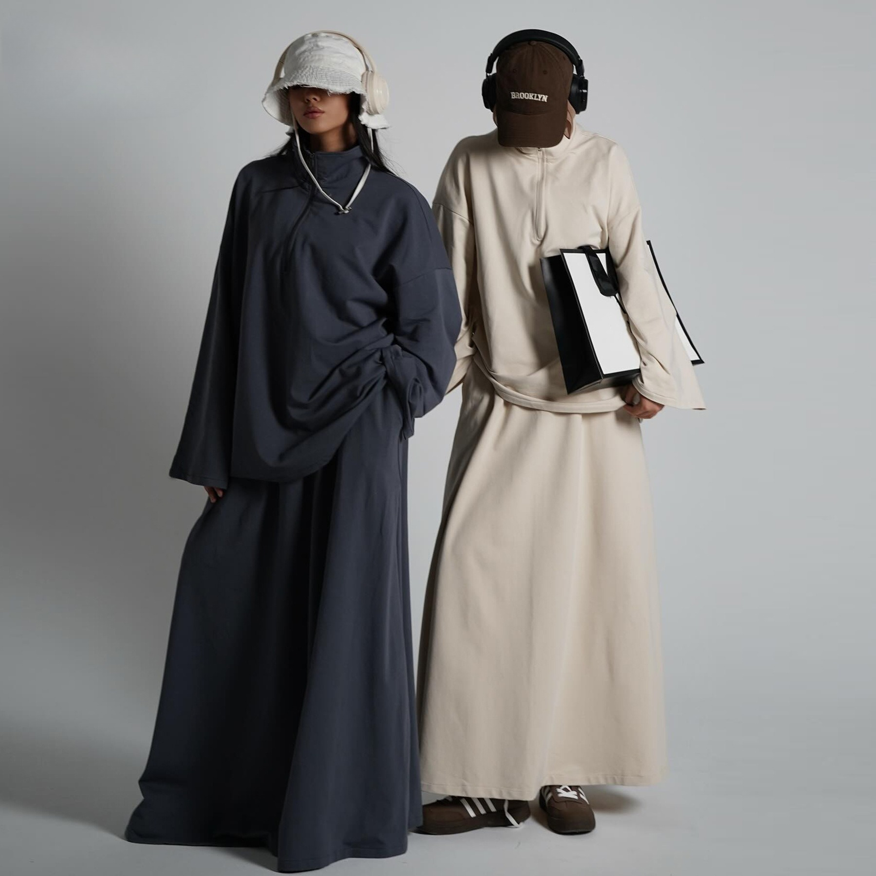 Nouvelle Arrivée 2026 Vente en Gros Grande Taille Coton Pur Hiver Automne Ensemble Coordonné Abaya Robe Femme Musulmane 2 Pièces Vêtements Islamiques