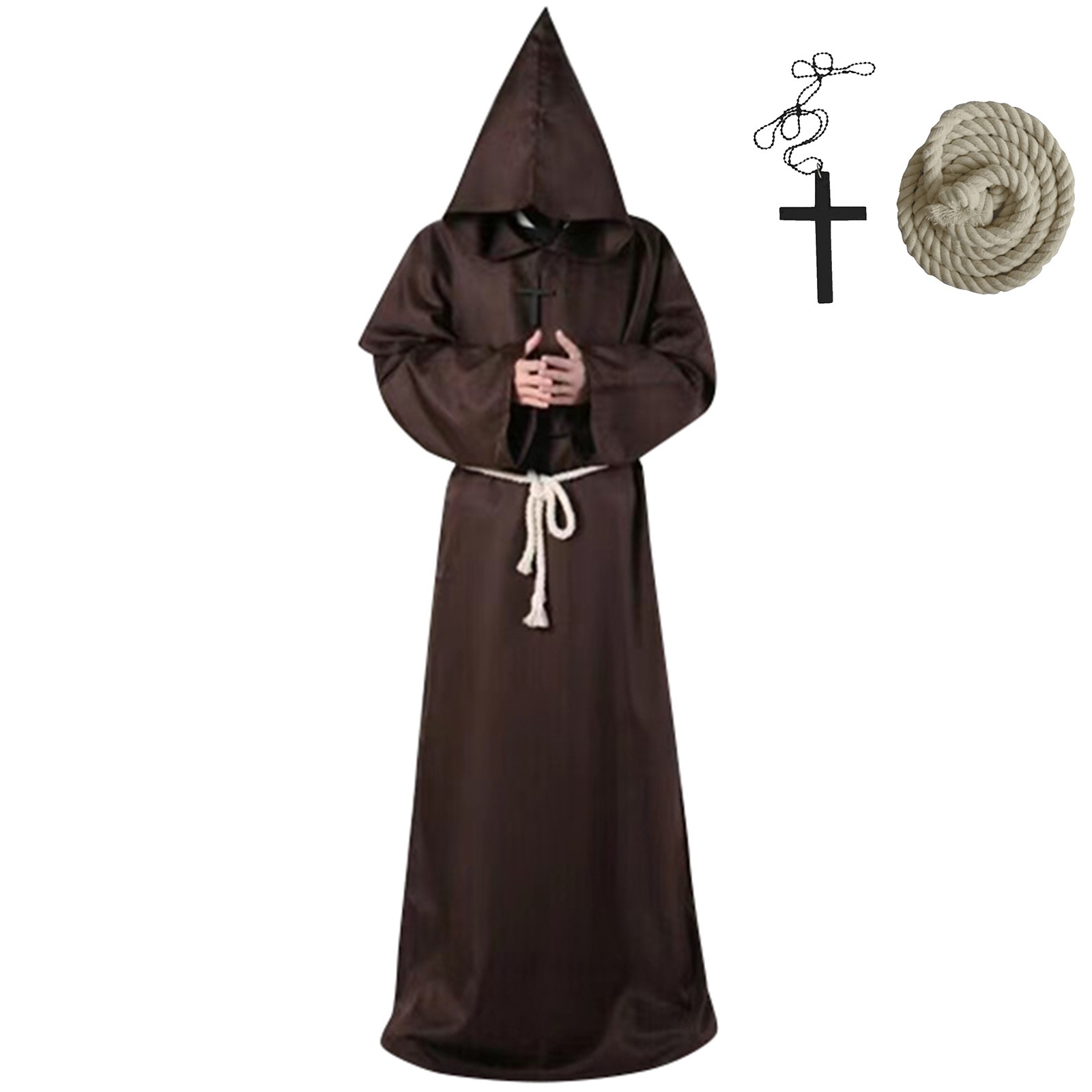 Costume de Moine Médiéval de Prairie, Robe de Magicien, Vêtements de Prêtre, d'Halloween