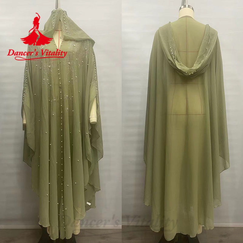 Robes de spectacle de danse du ventre pour femmes adultes, Robe en mousseline de soie avec perles exquises, Costume d'attente pour concours de danse orientale
