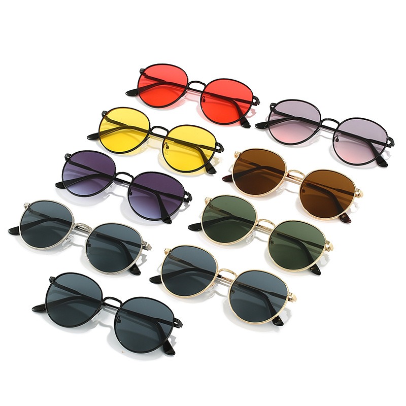 Lunettes de soleil rondes tendance, style vintage, hippie, protection UV, monture en métal, pour femmes et hommes