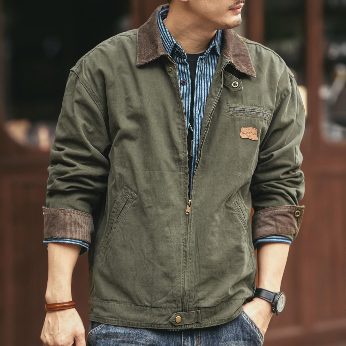 American RapRetro-Veste d'outillage à manches longues pour hommes, manteau d'automne pour hommes, chemise d'extérieur décontractée pour la chasse Tough Guy