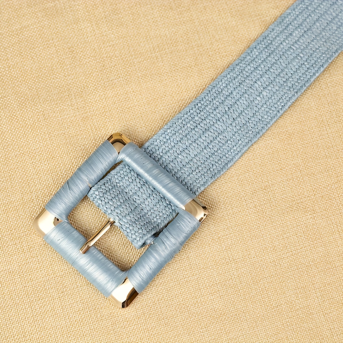1 ceinture tissée bleue pour femme, style bohème, élastique, simple, pour les loisirs quotidiens, adaptée aux déplacements et aux loisirs
