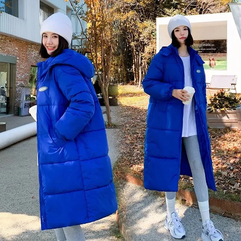 Manteau d'hiver pour femmes, mode coréenne, ample, surdimensionné, grande taille, à capuche, coupe-vent, chaud, Long, Parkas, veste de luxe en coton, nouvelle collection 2025