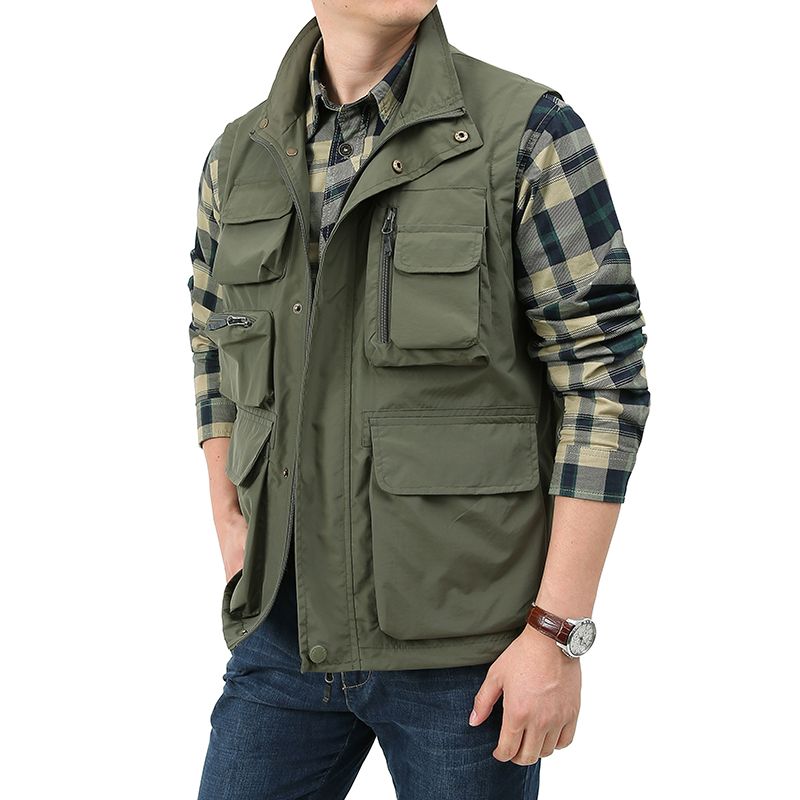 Gilet sans manches avec de nombreuses poches pour homme, gilet de voyage, de pêche, de randonnée, pour photographe, 5XL