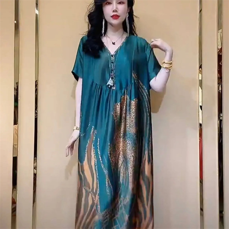 Robe longue en soie glacée pour femmes, marque haut de gamme, nouveau Style d'été, élégante et à la mode, couvrant le ventre, Slim, français, 2025