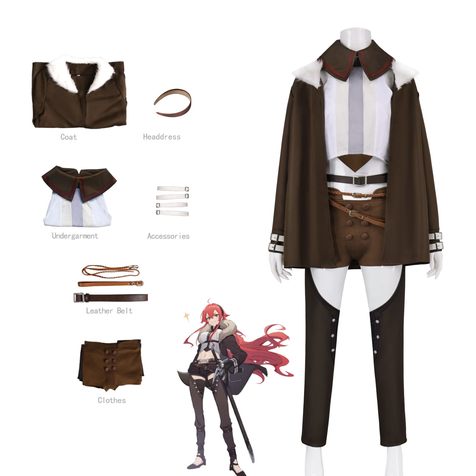 Costume de cosplay Eris Greyrat de Mushoku Tensei, tenue de cosplay Eris Greyrat, uniforme d'anime pour femmes, Comic Con, jeu de rôle, Halloween