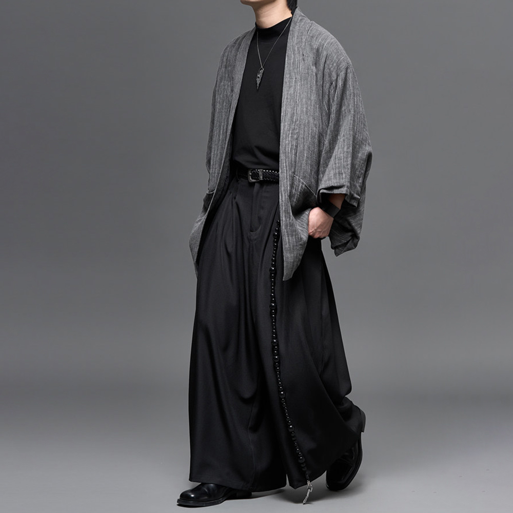Pantalon large décontracté uni foncé pour homme, style streetwear japonais, mode jeune et urbaine, collection printemps 2026