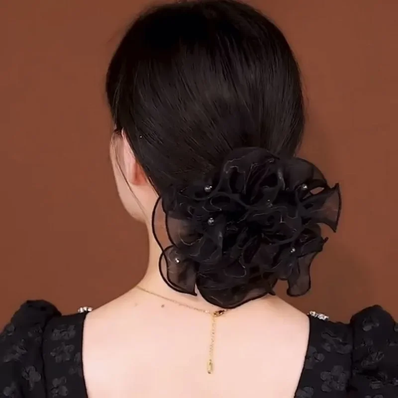 Grand bandeau de cheveux à haute élasticité, fleur élégante, ciel étoilé doré, Volume de cheveux, bandeau à bulles pour femmes