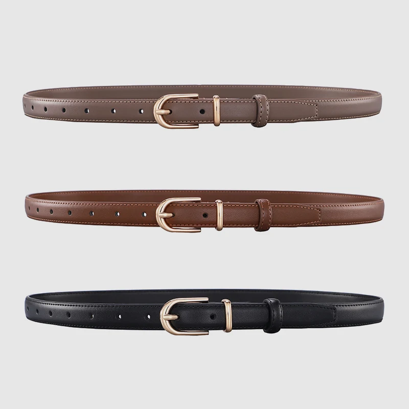 Ceinture en cuir fin pour femmes, boucle en alliage personnalisée, Simple, mode, haute qualité, ceinture décorative avec manteau en jean