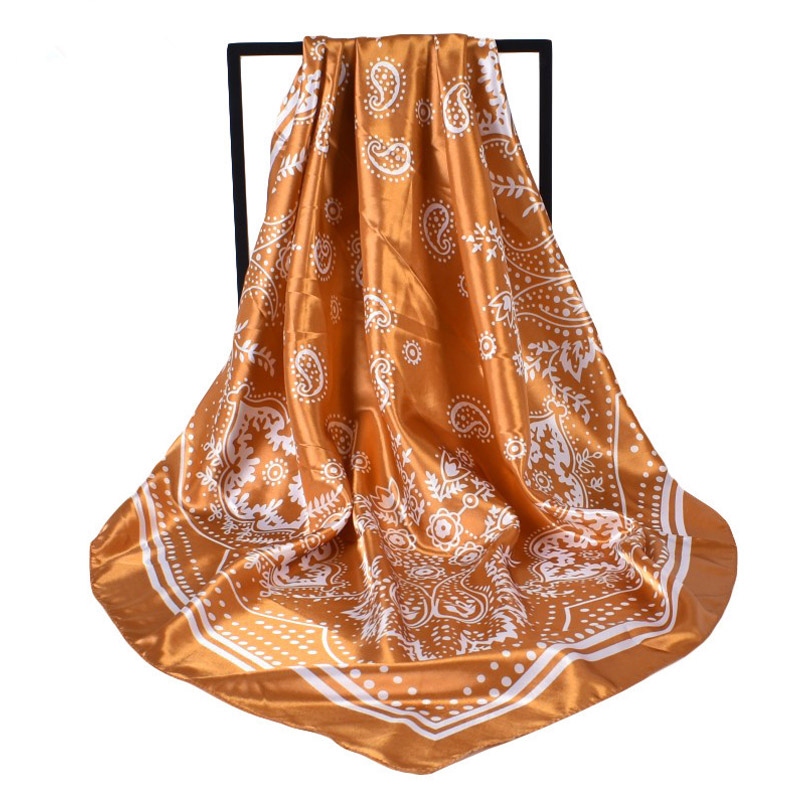 2025 luxe mode impression soie carré Foulard femmes doux Satin bandeau Foulard cravate femme bandeau Foulard sac ruban 90*90 cm