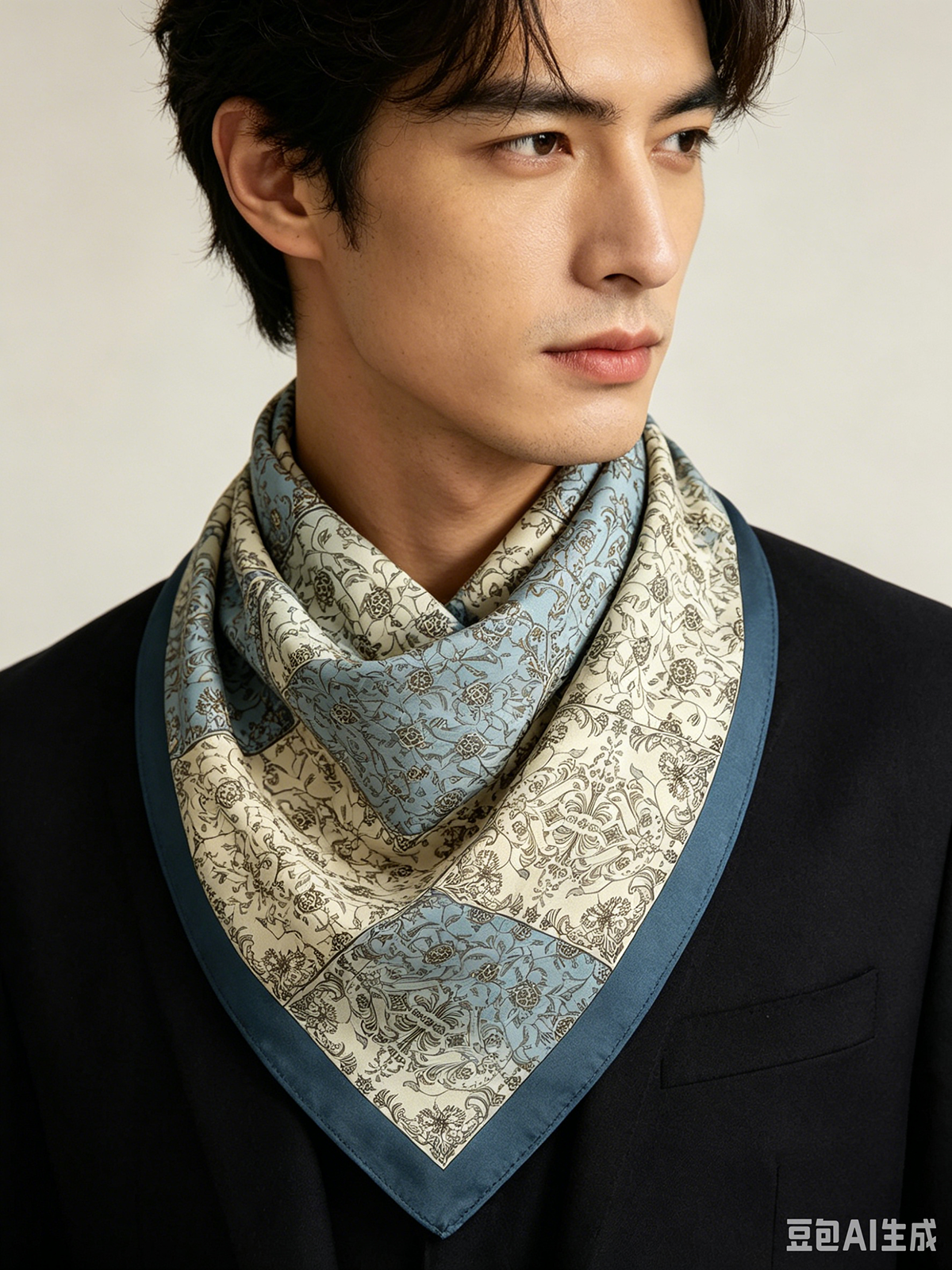 Écharpe de luxe pour homme, foulard 100% soie de mûrier, cravate carrée imprimée vintage, Ascot haut de gamme