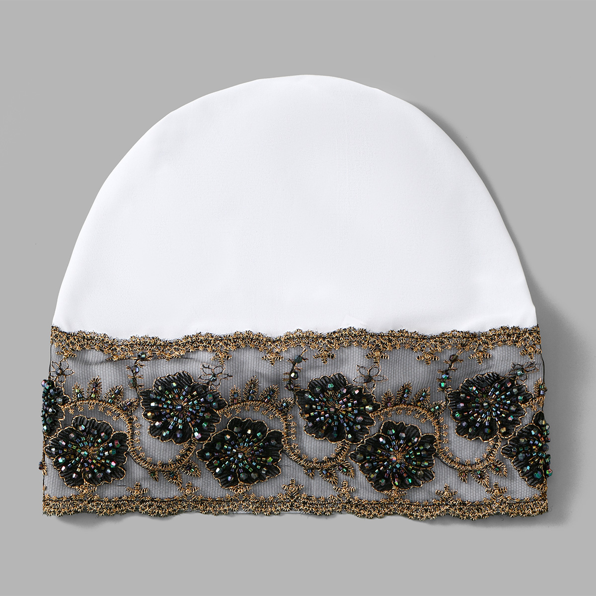 Casquette Turban en dentelle brodée de luxe pour femmes musulmanes, couvre-tête en Modal avec strass floraux, couvre-chef islamique, Bonnet féminin