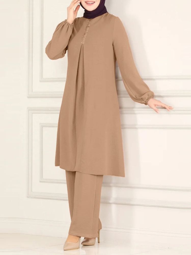 Robe musulmane décontractée pour femmes, ensemble 2 pièces, chemise à manches longues, pantalon à jambes larges, robes arabes saoudiennes de dubaï, automne 2023